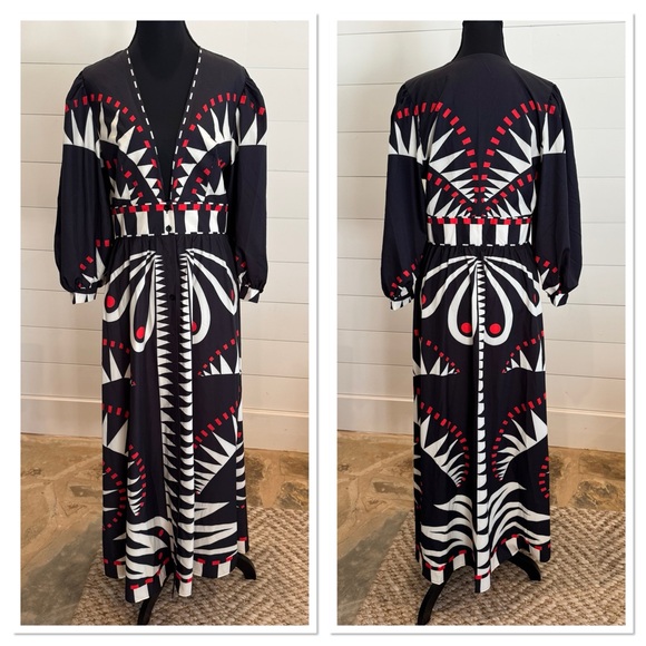 Commense Boho Print V-Neck Split Maxi Dress, NWT, Size Large - Picture 5 of 10